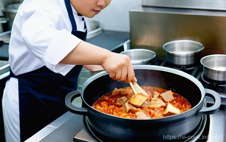 한식조리 자격증 실무 핵심 스킬 - **"A close-up, high-angle shot of a chef's hands, wearing clean white gloves, meticulously slicing f...
